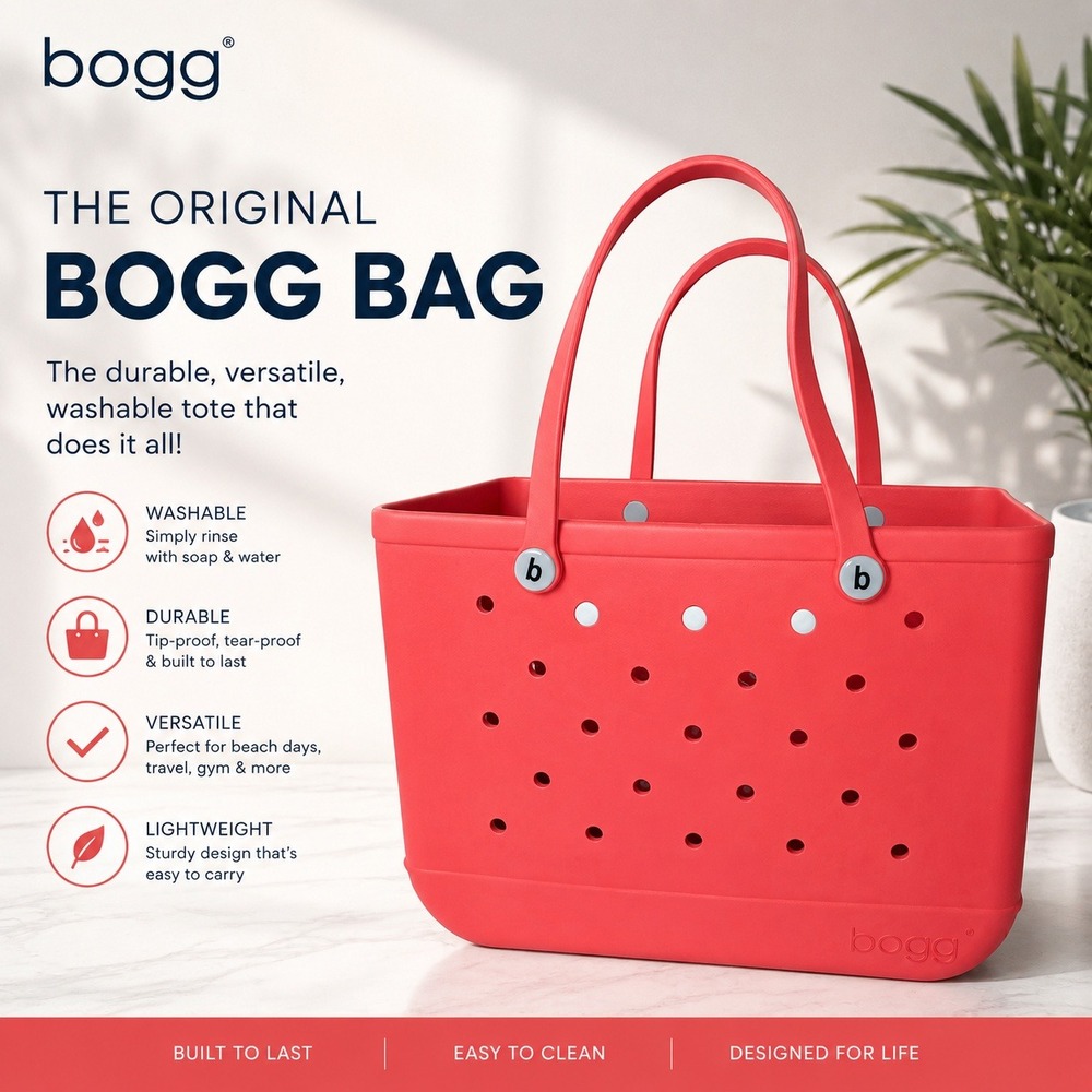 Bogg Bag Large Tote Coral Pink Waterproof Washable Beach Bag Boat Pool Travel